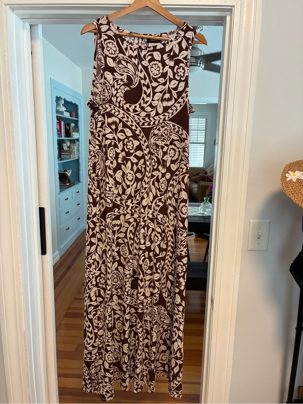 MSK Brown & Cream Floral Print Sleeveless Maxi Dress